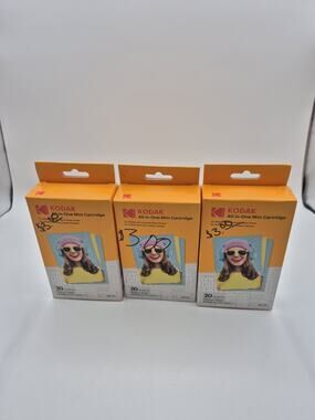 Lot of 3 Kodak All-in-ONe Mini Cartridge 60 Sheets Total 2.1" x 3.4" New Sealed